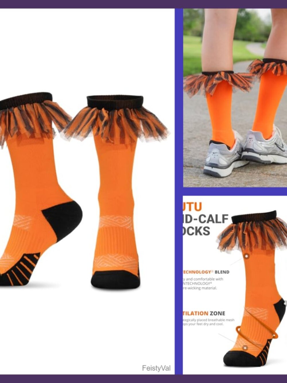 Tutu Socks with Tulle Accent Mid-Calf Running Costume Socks Cushioned